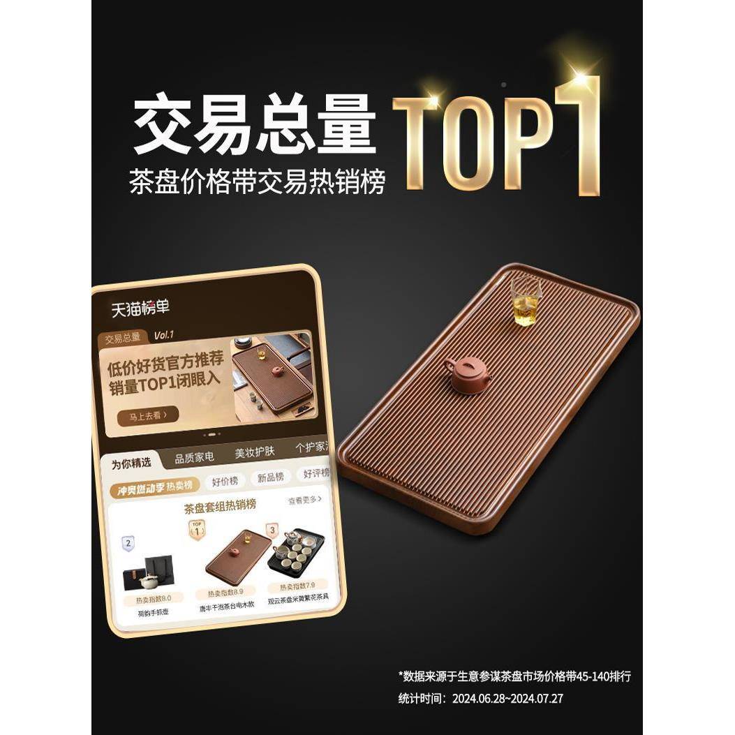 高端茶家用2025茶新AWD款实木茶托盘盘茶办公室用干泡台茶海电木