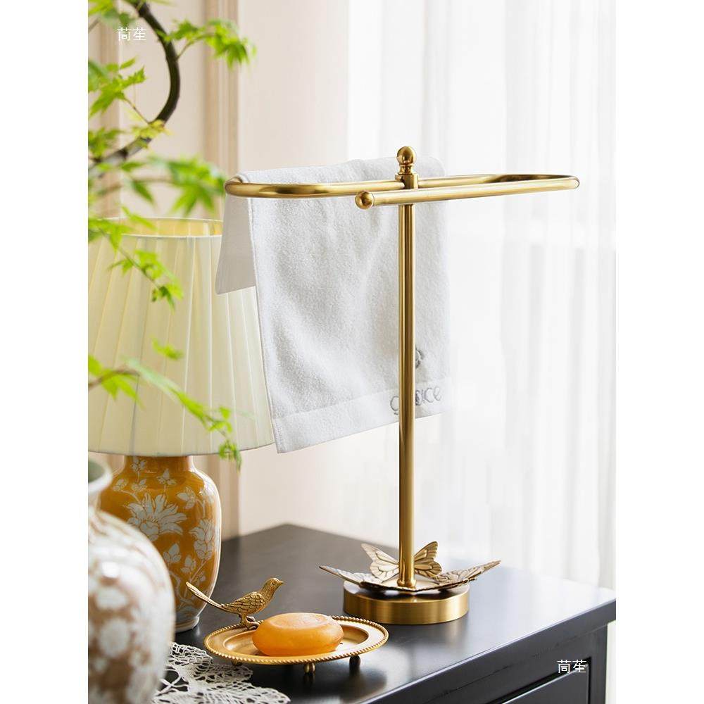轻奢复黄巾毛架架桌古面立式免打孔卫生t$*&j#u+间浴室毛巾杆家用,收纳整理,书桌收纳置物架,淘宝优惠券,粉丝福利购,淘宝优惠卷
