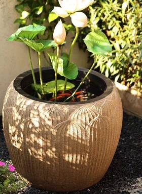 庭院鱼KXU缸流摆水中件露台古法养鱼水景式室外造环景大鱼池循水