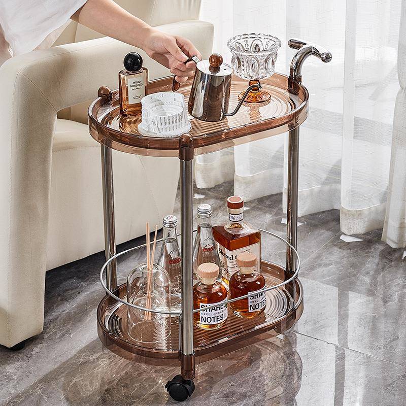 家轻奢格调双层小可AVZ推车移动万向轮收用纳物推车篮客厅边几置