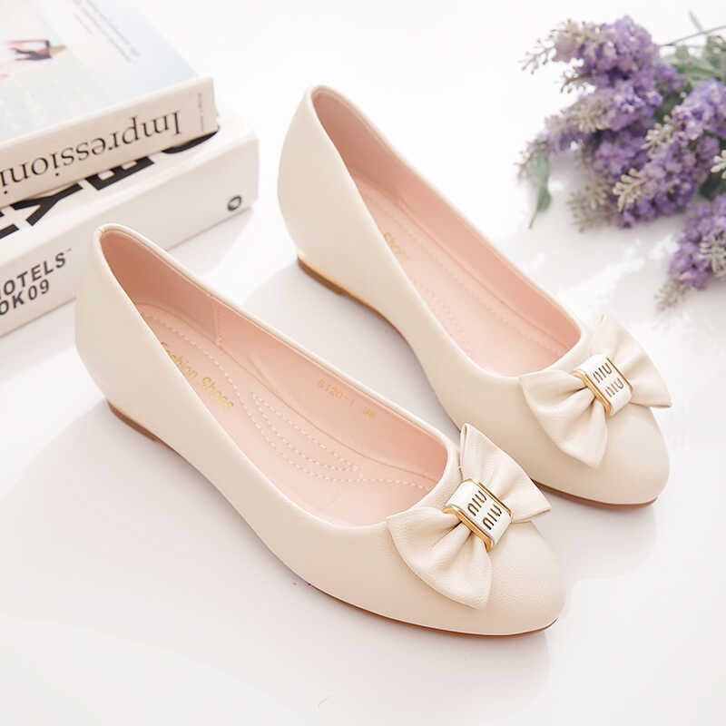 内增高单鞋女春秋新款软底不累脚妈妈鞋浅口百搭软皮坡跟豆豆鞋,女鞋,浅口单鞋,淘宝优惠券,粉丝福利购,淘宝优惠卷