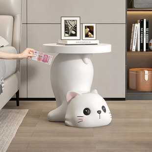 饰沙发边几床头乔迁礼 奶油风大型猫咪客厅落地茶几w摆件存钱罐装