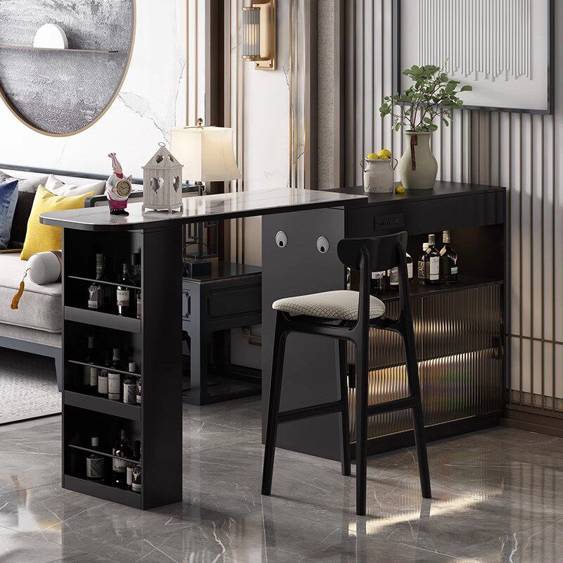 实木吧台桌子双面可伸缩小户型隔断岛台餐柜一体玄关沙发边柜