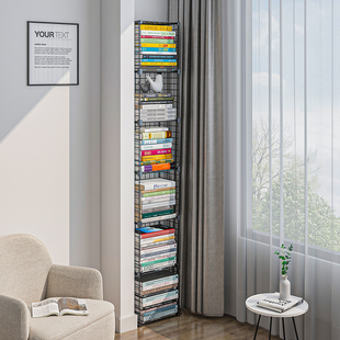 为什么墙角能放100本书啊?书架落地置物架省空间铁艺书柜简易