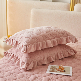 秋冬夹棉A类婴儿宝宝绒枕套一对装加绒单人48x74cm枕芯内胆套加厚