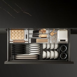 希勒4.0pro碗碟三边篮板式拉篮橱柜抽屉式厨房收纳地柜拉篮