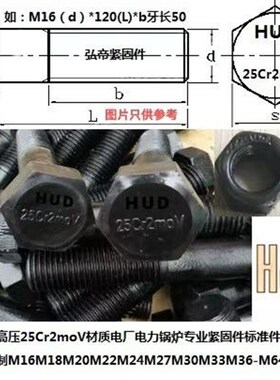 耐高温高压25Cr2moV材质电厂电力锅炉用螺栓柱螺丝母定制M16-M64