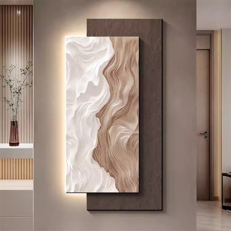 高级感抽象入户j玄关装饰画现代简约高端走廊过道挂画尽头墙壁灯