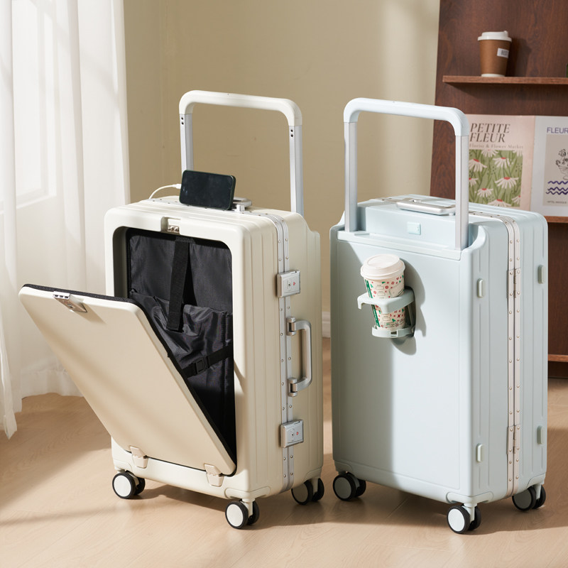 铝框前开口宽f拉杆行李箱女20寸拉杆箱24寸新款多功能旅行密码箱