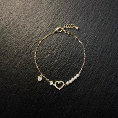 AvoStudio 复古手链-192 金珀心形棱链女生轻奢简约气质手饰