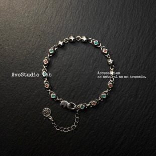 AvoStudio 中古手链小众原创精致锆石男士大象可调节银色古着手链