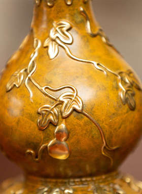 朱炳仁铜 福禄万代铜葫芦瓶 家居装饰客厅玄关办公桌送礼葫芦摆件