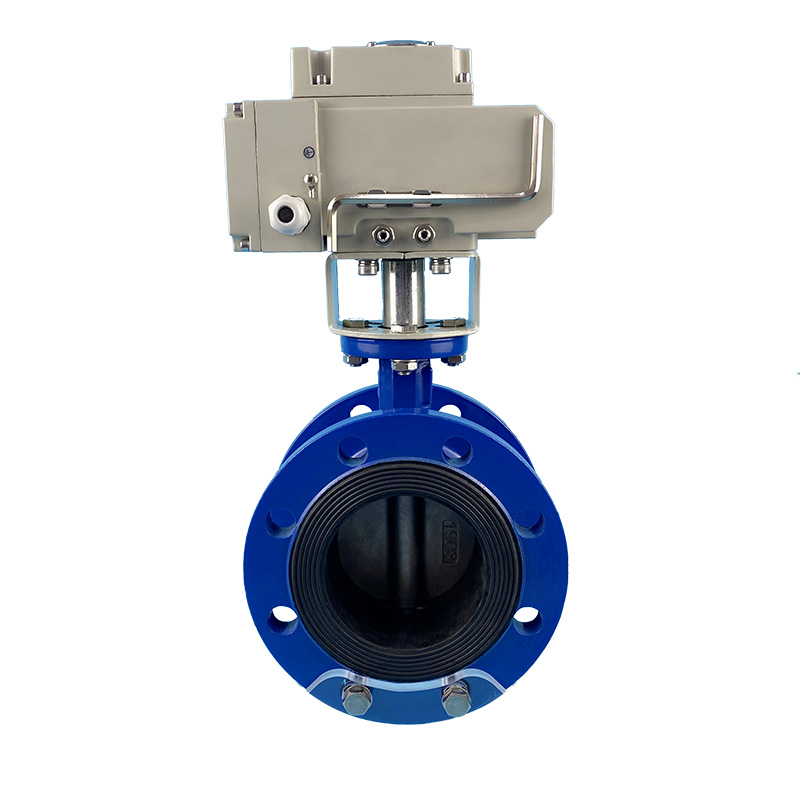 现货速发D41X-16电动法兰蝶阀对夹法兰通风不锈钢开关调节蝶阀D50