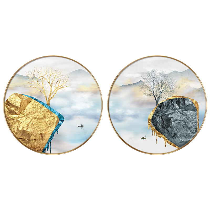 速发复古怀旧简美风格玄关圆形装饰画进门入户走廊墙壁挂画简约时图片