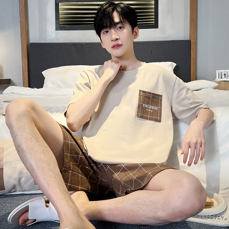 速发夏季男士睡衣套装薄款码大码睡衣/家居服套装