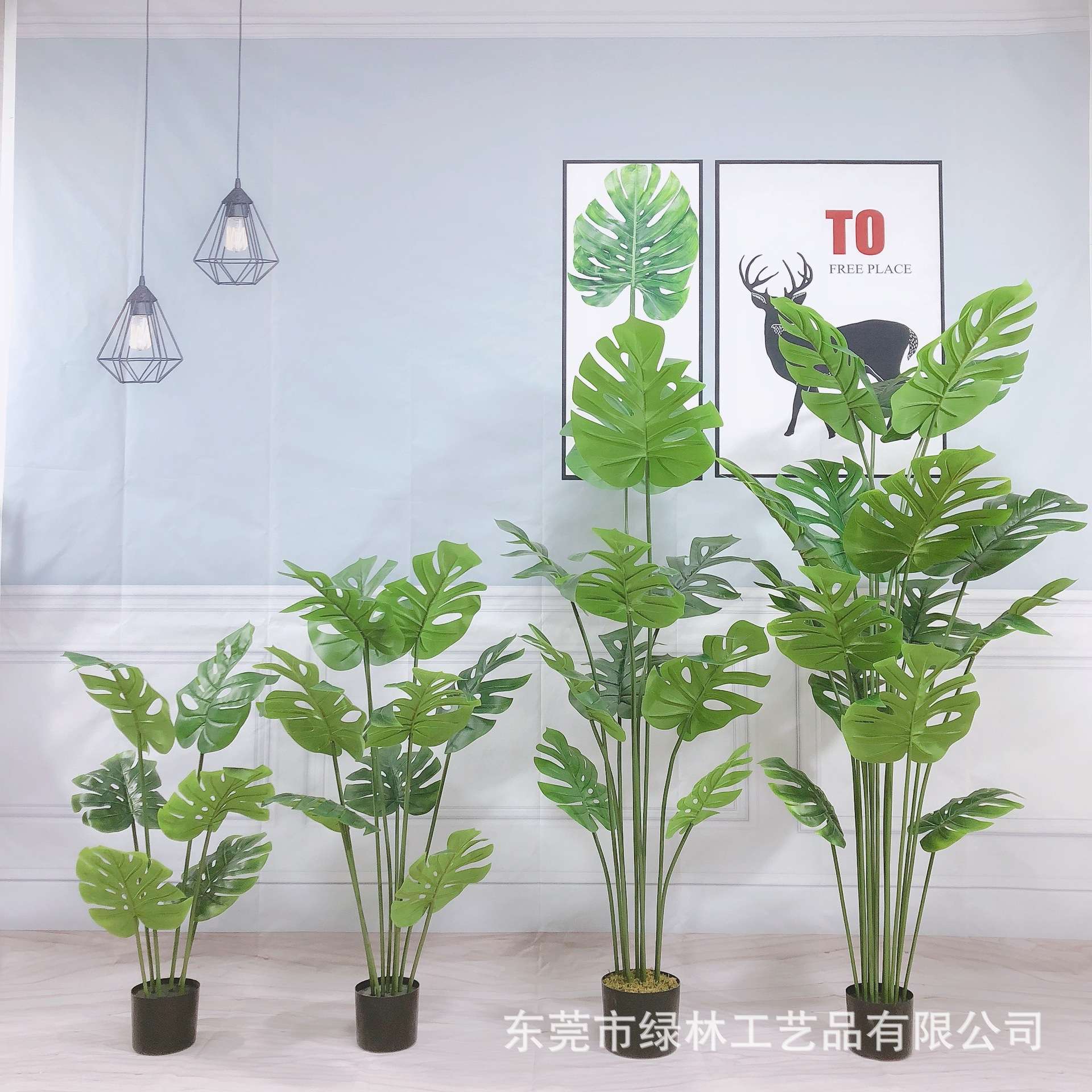 仿真北欧龟背居家龟背假盆栽落地摆件室内假树客厅装饰人造绿植物