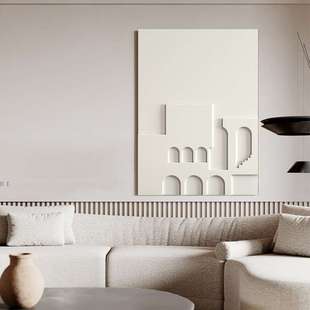 现代简约玄关3d立体浮雕装饰画高级感客厅壁画抽象走廊过道竖挂画