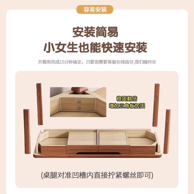 实木书桌小户型化妆桌简约家用电脑桌卧室床头梳妆台床边小桌子