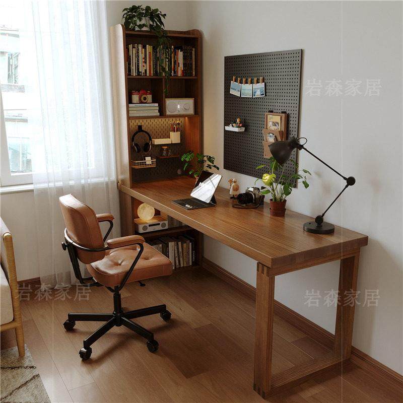 实木书桌书架一体收纳电脑桌儿童卧室靠墙长条学习桌定制书柜组合,住宅家具,电脑桌,淘宝优惠券,粉丝福利购,淘宝优惠卷