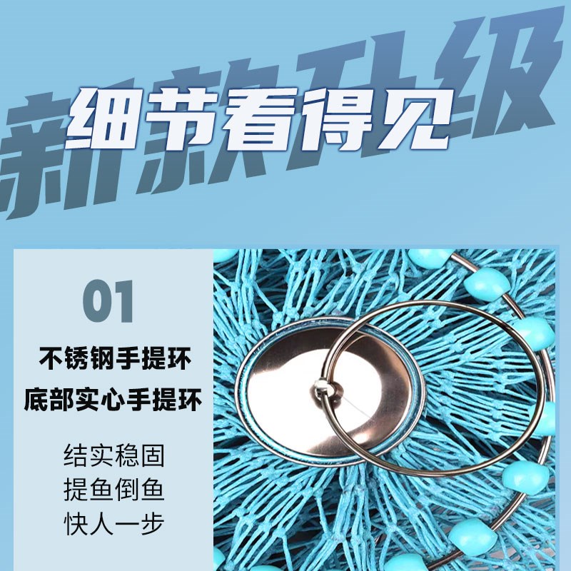 加强版新款68编挂胶防刮速干大力马黑坑鱼护装鱼加厚涂胶渔网兜鱼