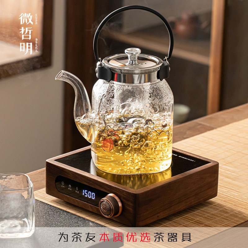 大容量煮茶壶纯钛拆洗茶水分离高硼玻璃加厚可明火家用养生壶泡茶图片