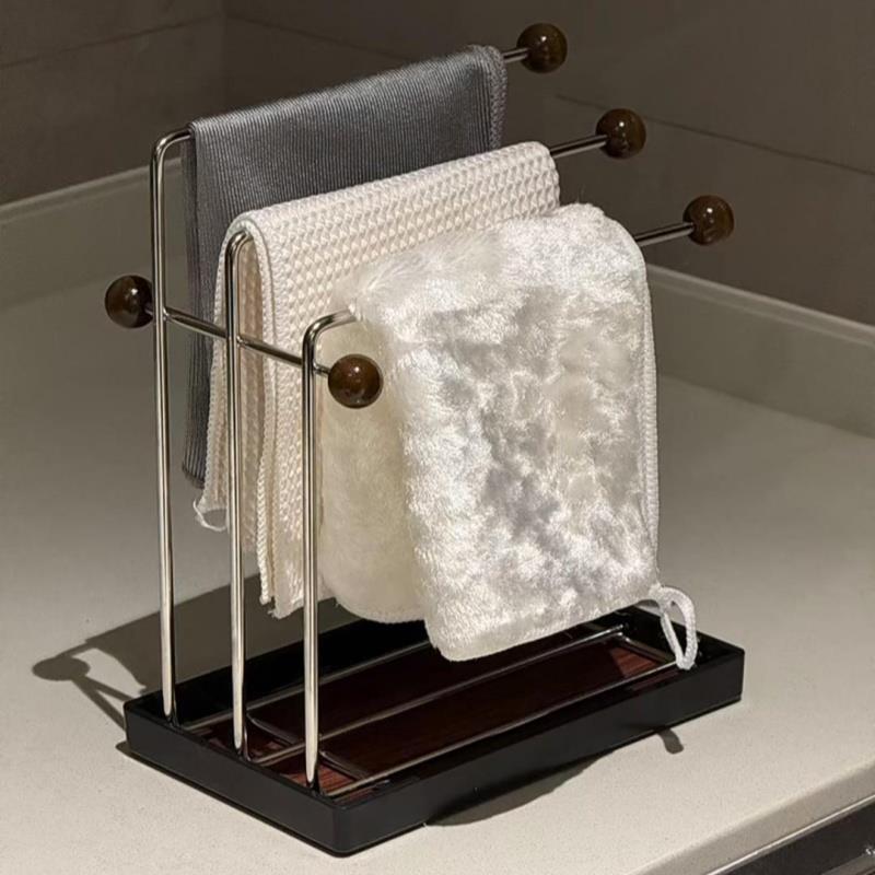 厨房抹布排水管架海绵毛巾晾衣架多功能收纳架家用台面洗碗布收纳