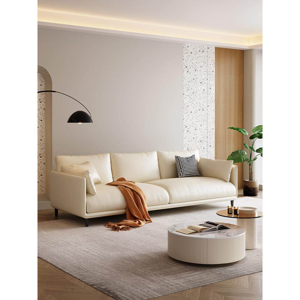 简约现代小户型客厅意式轻奢设计师新款猫抓皮沙发ins组合整装