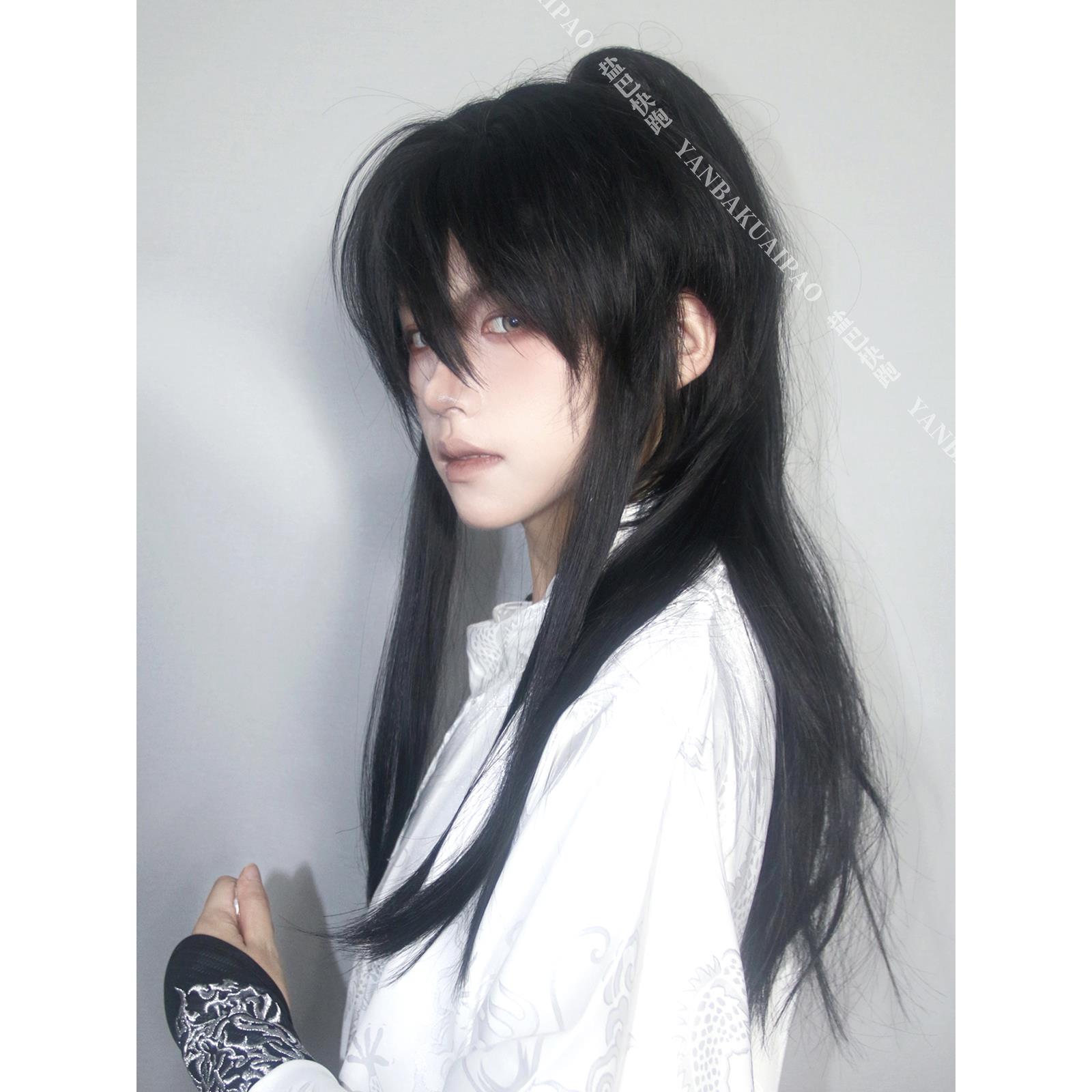 【拂光】盐巴快跑原创黑色日常少年感自然新中式狼尾中性风男假发