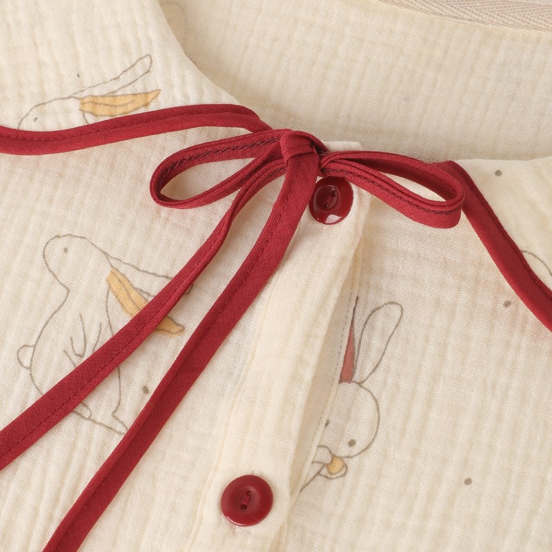 糖果小兔甜美娃娃领纯棉纱布睡衣女春秋款2025新款家居服睡裙