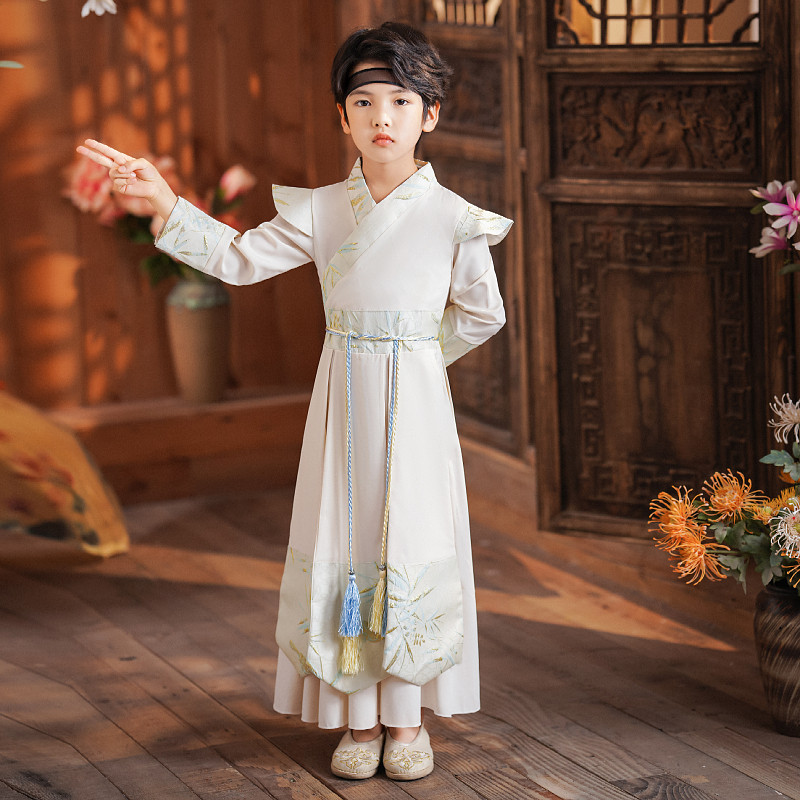2023春秋汉服男童唐装中国风儿童古装侠客国学服小学生书童演出服