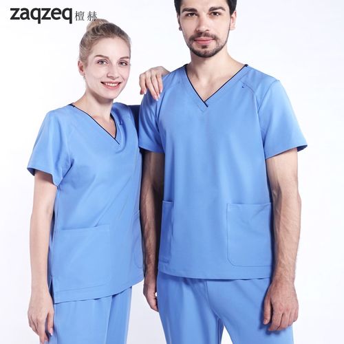 檀赫洗手衣女医护弹力工作制服口腔护士服男牙科短袖手术室刷手服