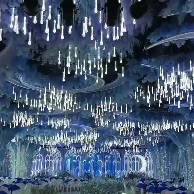 新款婚庆吊顶装饰透明亚克力水滴吊灯婚礼场景布置道具装饰灯灯串