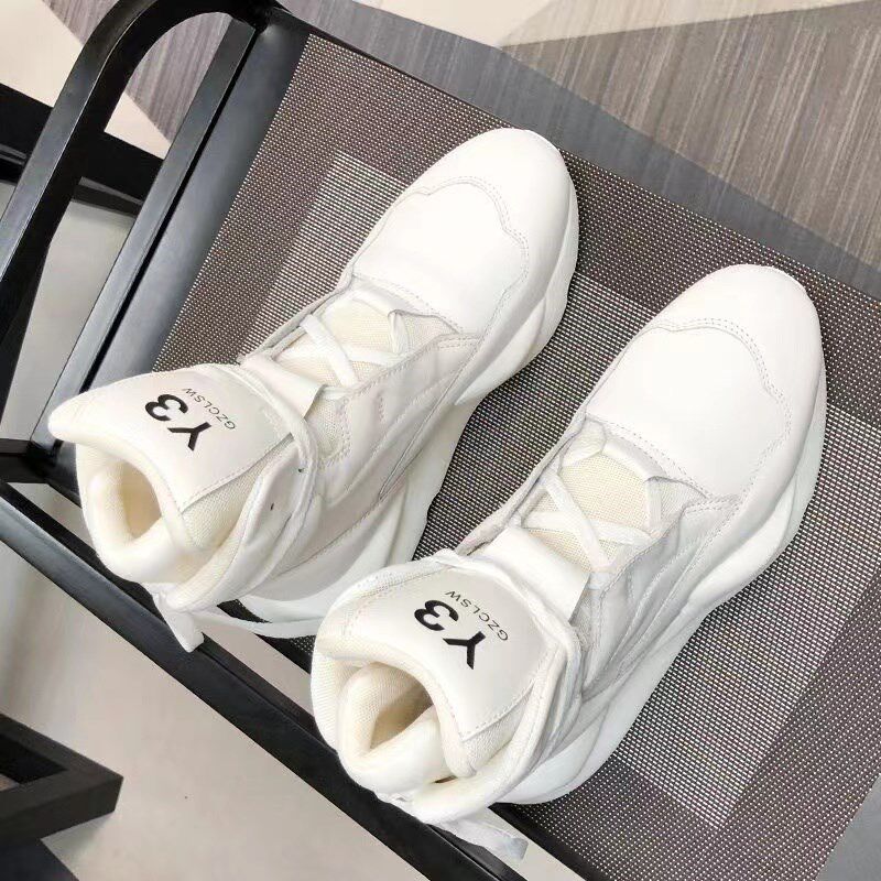 白色高帮鞋男2024冬季新款老爹鞋内增高小白鞋男士马丁靴厚底靴