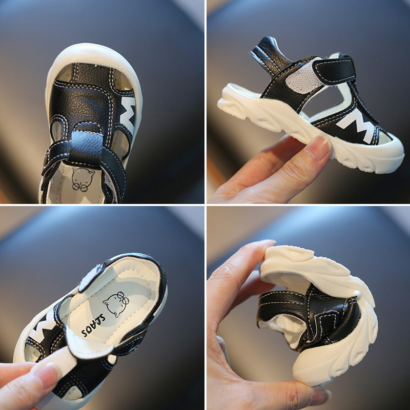 儿童凉鞋男童包i头皮面1一2-3岁男宝宝凉鞋软底防滑婴儿学步鞋夏