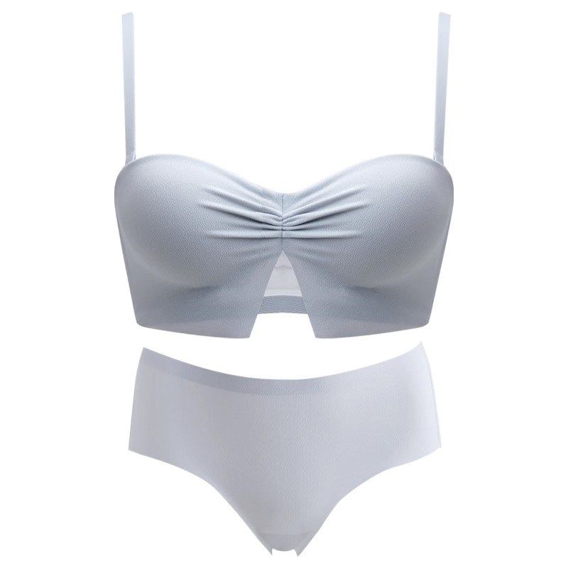 半杯少女生小胸聚拢内衣无钢圈显大aa杯平胸无肩带防滑文胸罩套装