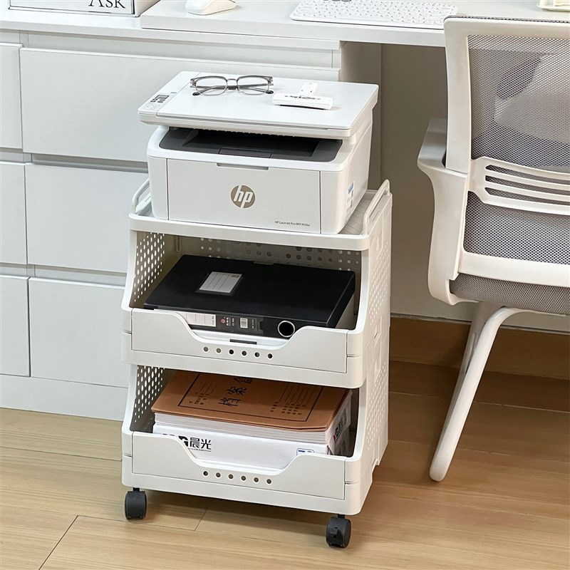 办公桌下小推车文件置物架带轮可移动档案收纳架多层落地整理架子
