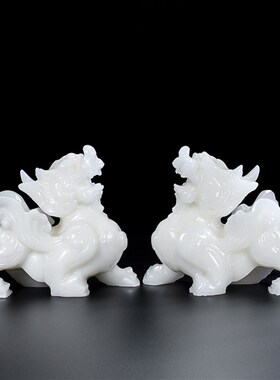 白玉招财貔貅摆件一对客厅店铺家居用办公桌貔恘皮丘貔犰开业礼品