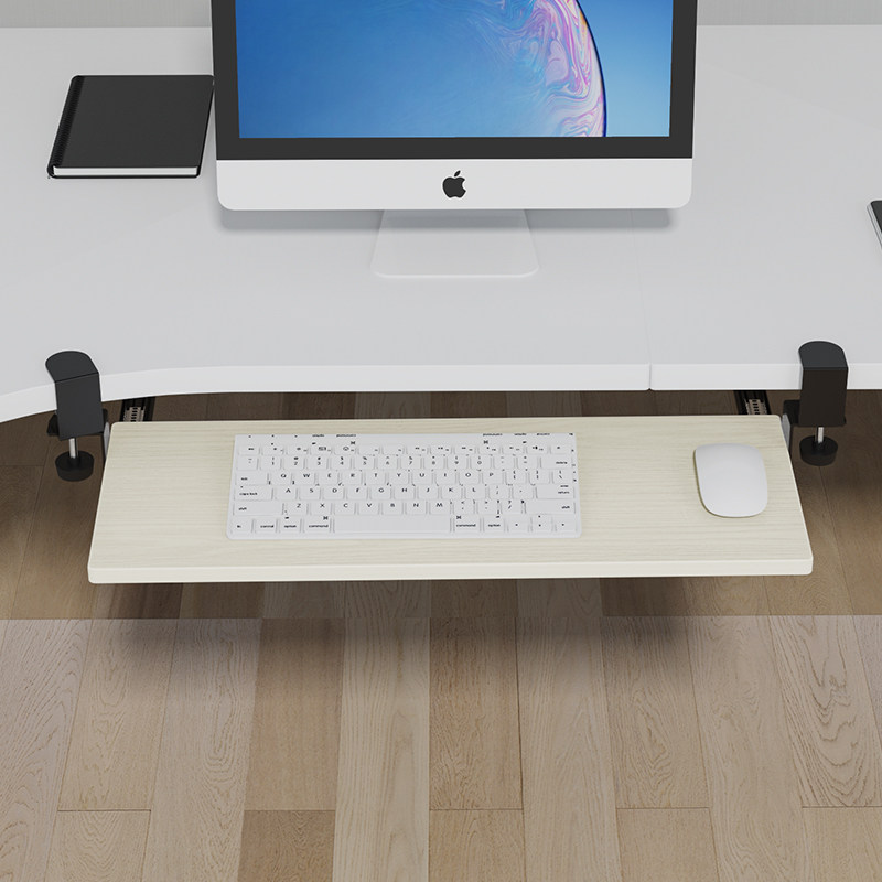 键盘托架桌下免打孔抽屉滑鼠滑轨托底夹收纳层架伸缩托盘轨道放置