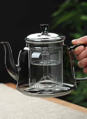 炭火围炉玻璃煮茶壶加厚s耐高温泡茶壶电陶炉蒸煮一体茶壶烟灰色