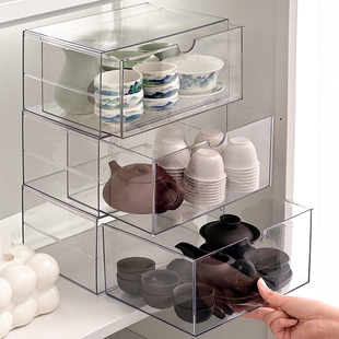 茶具收纳盒防尘抽屉亚克力透明整理箱放茶杯功夫茶壶紫砂壶置物架
