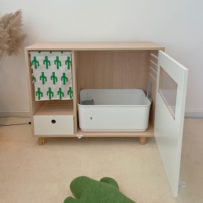 实木猫厕所铲屎柜子封闭式隔臭猫砂盆收纳柜防漏砂走廊式宠物家具