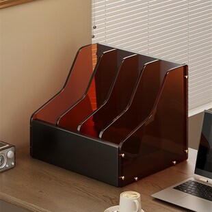 办公室文件收纳架工位桌面立式书立架文件夹办公桌上整理架四联文