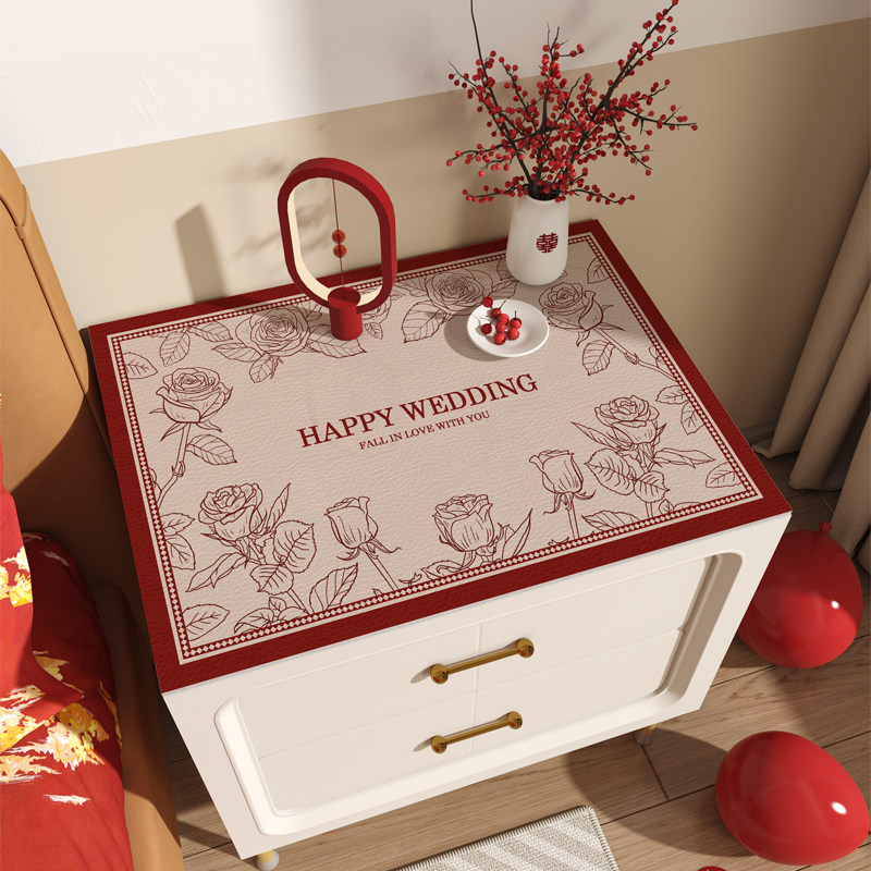 床头柜桌垫红色喜庆桌布结婚卧室防尘盖巾盖布桌面防水防烫保护垫,居家布艺,茶几垫,淘宝优惠券,粉丝福利购,淘宝优惠卷