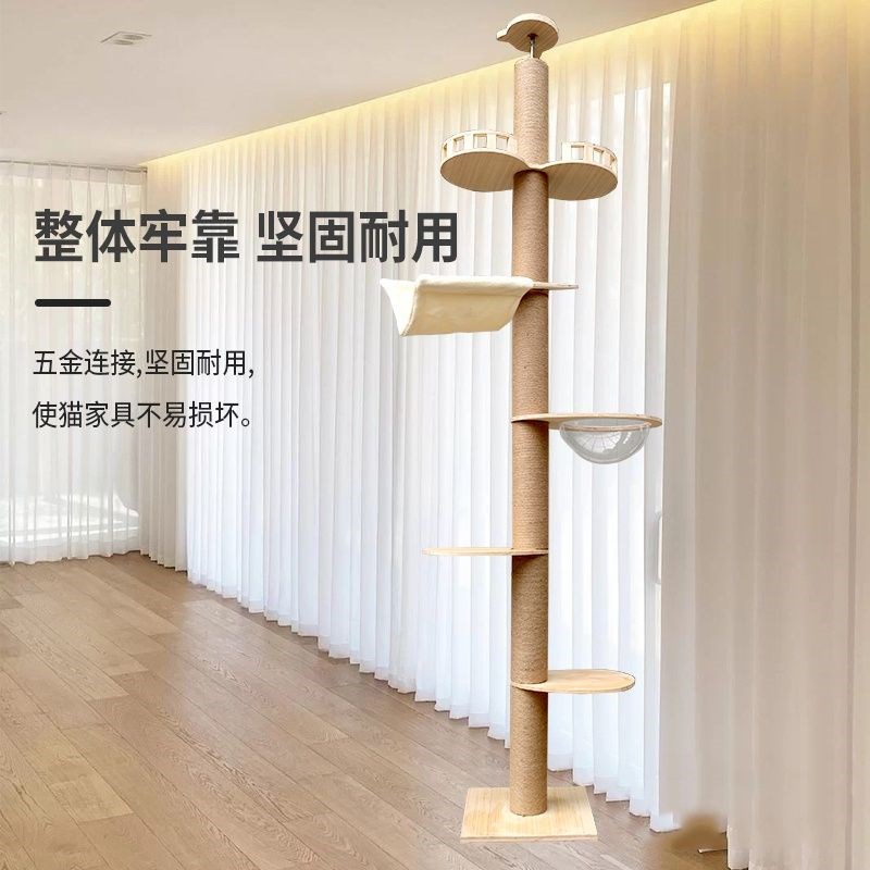 小户型猫爬架通天柱顶天立地猫树猫架子实木松木猫抓柱猫窝猫跳台