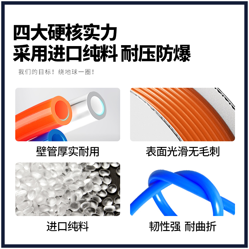 PU气管软管透明气动空压机气泵管木工气管8*5/10X6.5/12*8/6*4mm