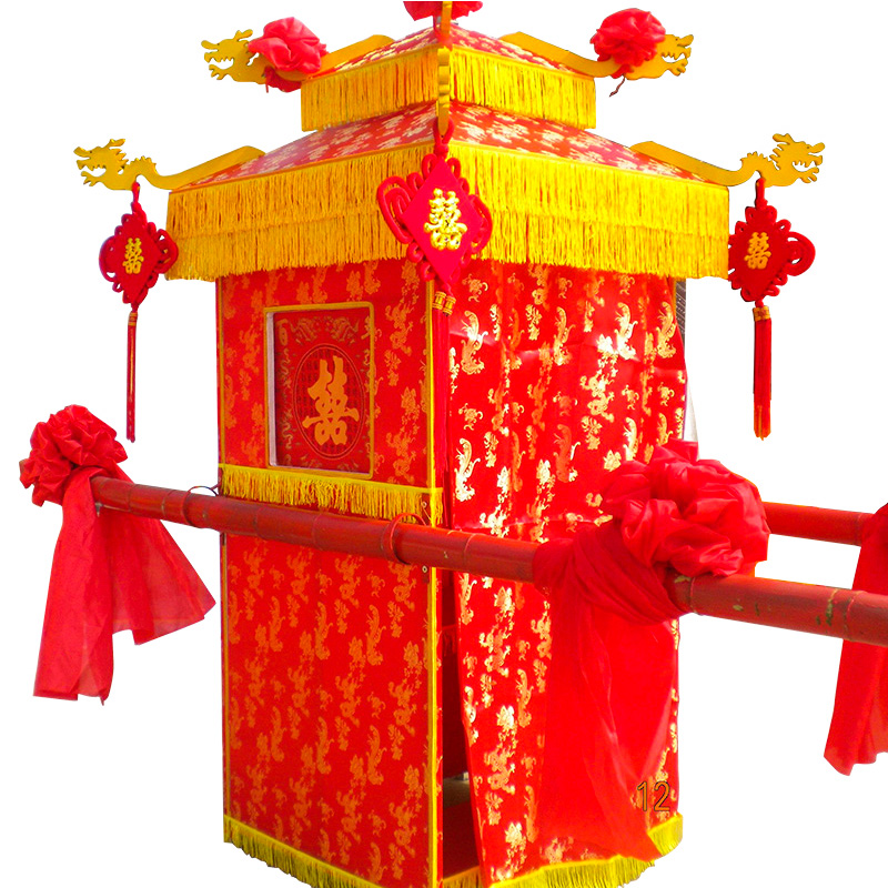 节庆用品婚庆花轿龙凤轿子中式婚礼折叠单双三顶八抬大轿服迎亲牌
