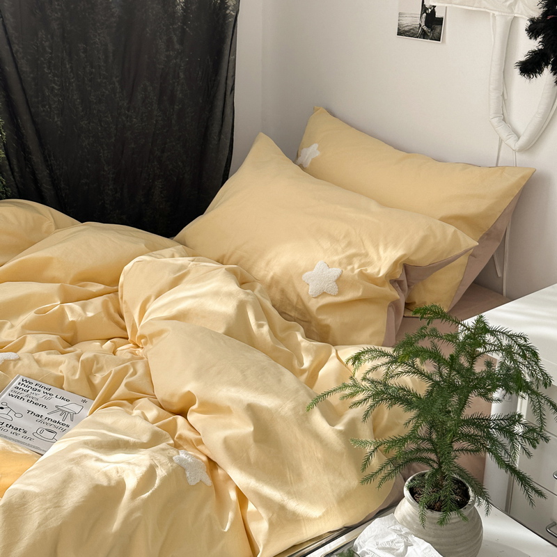 twinkle星星会说话毛巾绣水洗棉全棉床上四件套 简约纯棉床单床笠