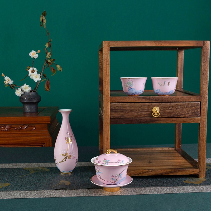 高淳陶瓷春华中式茶备宫廷国潮骨瓷茶具套装茶杯功夫茶具套装礼盒