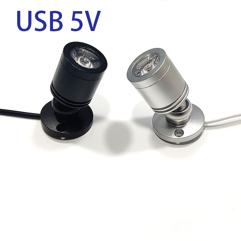 5V RGB小射灯酒柜珠宝手办模型密室1W 3W聚光灯自粘式展示柜明装