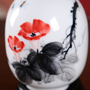 东方泥土 德化白瓷手绘花瓶摆件 陶瓷瓷器工艺品客厅博古架装饰品